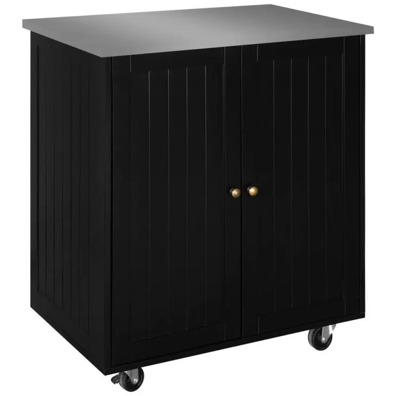 K&uuml;cheninsel in Schwarz, Edelstahlfarben