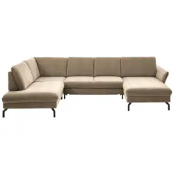 Wohnlandschaft in Velours Sandfarben