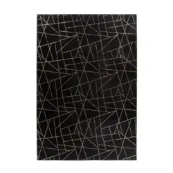 Flachwebeteppich 200/290 cm Bijou 125 Schwarz / Gold Schwarz, Goldfarben