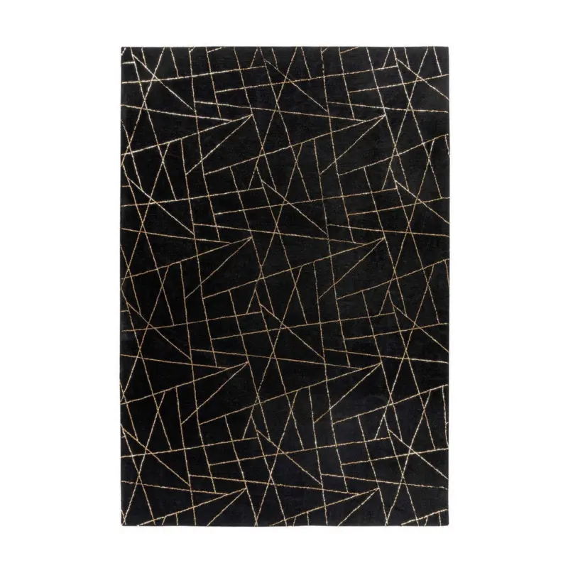 Flachwebeteppich 200/290 cm Bijou 125 Schwarz / Gold Schwarz, Goldfarben