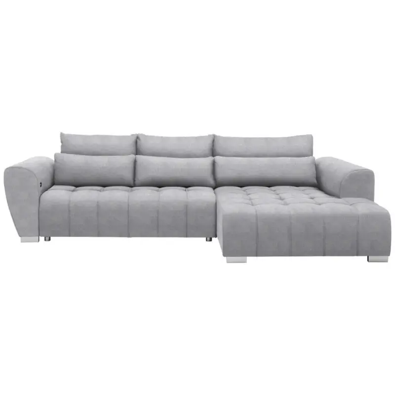 Ecksofa in Webstoff Hellgrau 304/218 cm