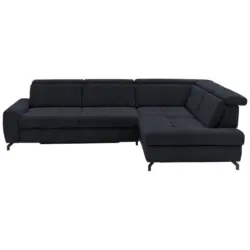 Ecksofa in Chenille Schwarz 310/220 cm