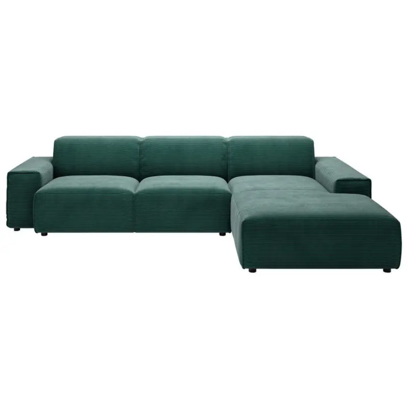 Ecksofa 9125 in Cord Dunkelgr&uuml;n 300/189 cm