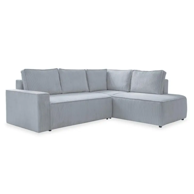 Ecksofa in Cord Hellgrau 247/194 cm