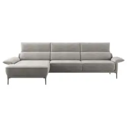 Ecksofa in Boucl&eacute; Hellgrau 186/330 cm