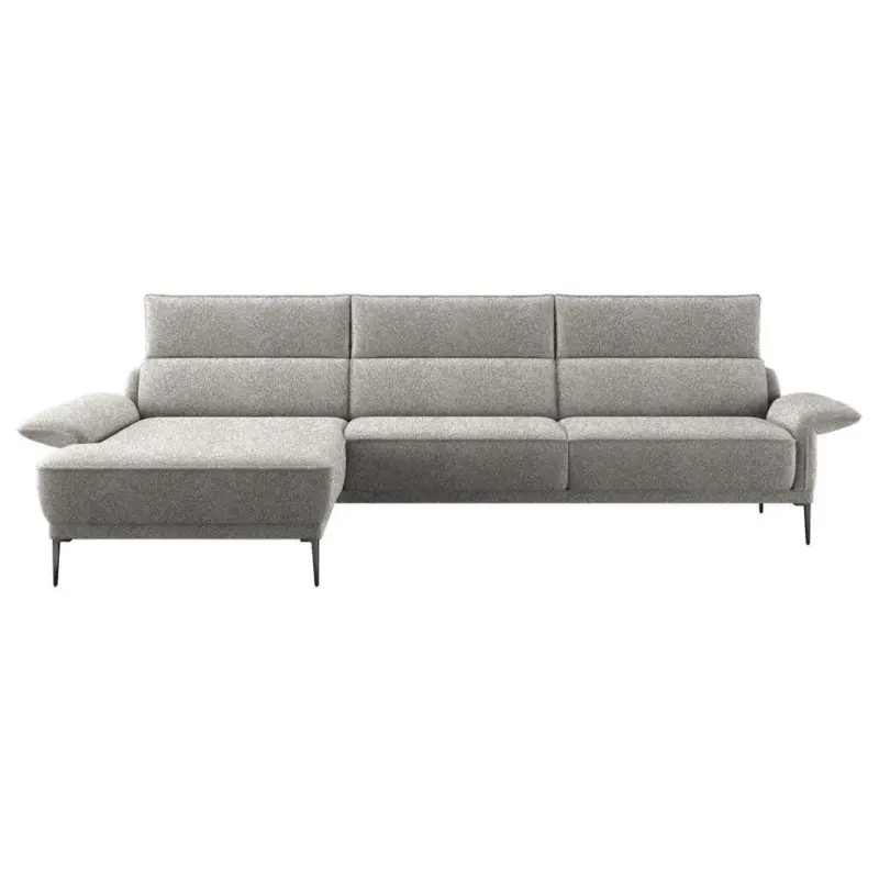 Ecksofa in Boucl&eacute; Hellgrau 186/330 cm