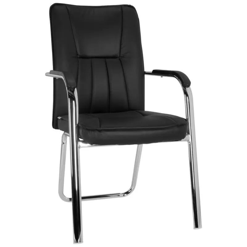 Besucherstuhl in Lederlook Schwarz