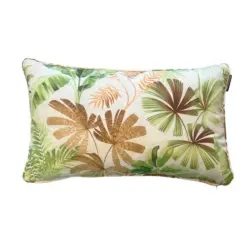 Outdoor-Kissen in Braun, Creme, Gr&uuml;n Floral 50/30 cm
