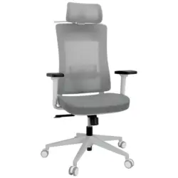 Drehstuhl in Netzbespannung, Flachgewebe Grau