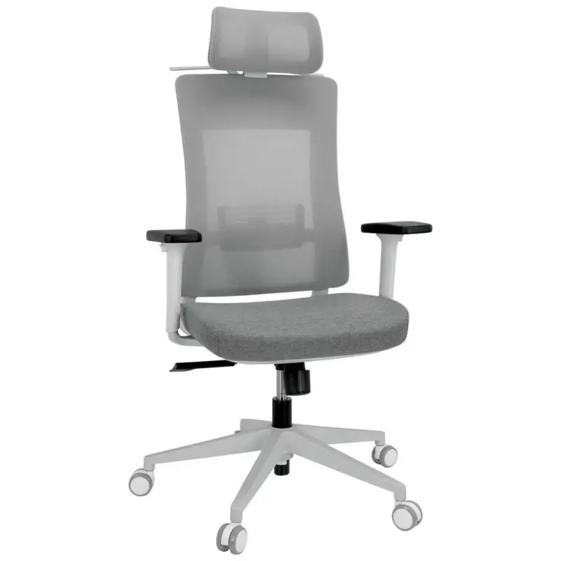 Drehstuhl in Netzbespannung, Flachgewebe Grau