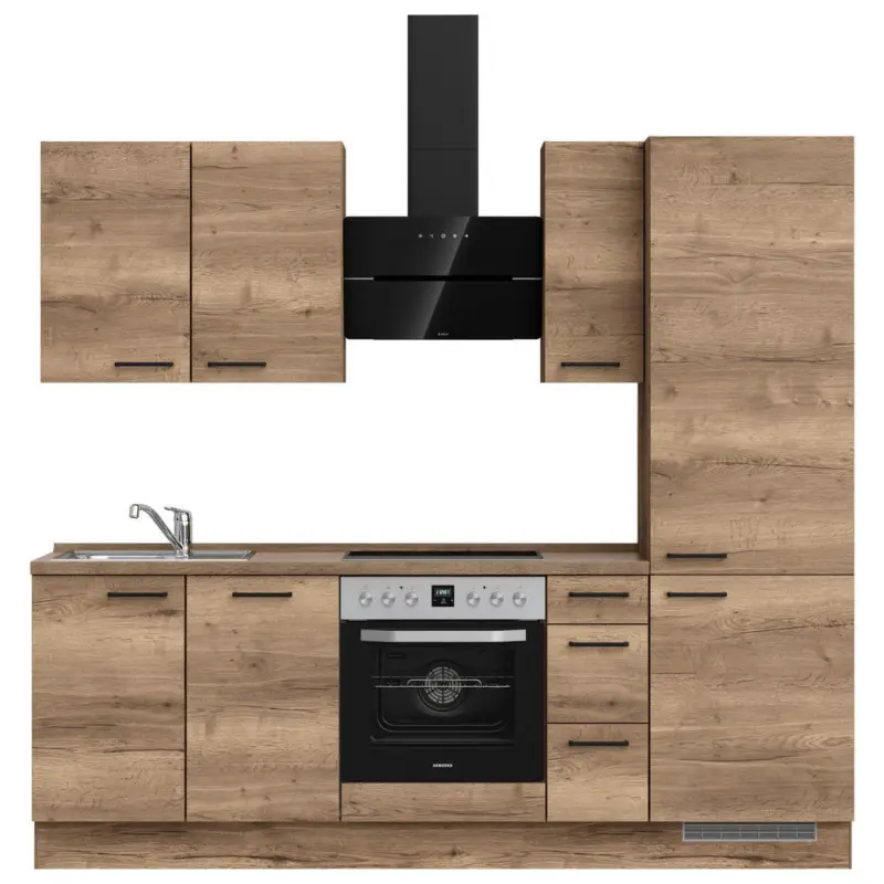 K&uuml;chenleerblock 240 cm in Eiche dunkel