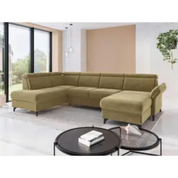 Wohnlandschaft Glendale E in Flachgewebe Olivgr&uuml;n