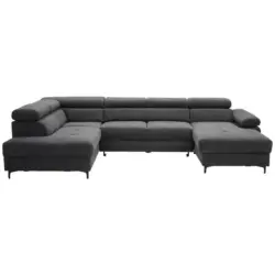 Wohnlandschaft Combo in Flachgewebe Graphitfarben