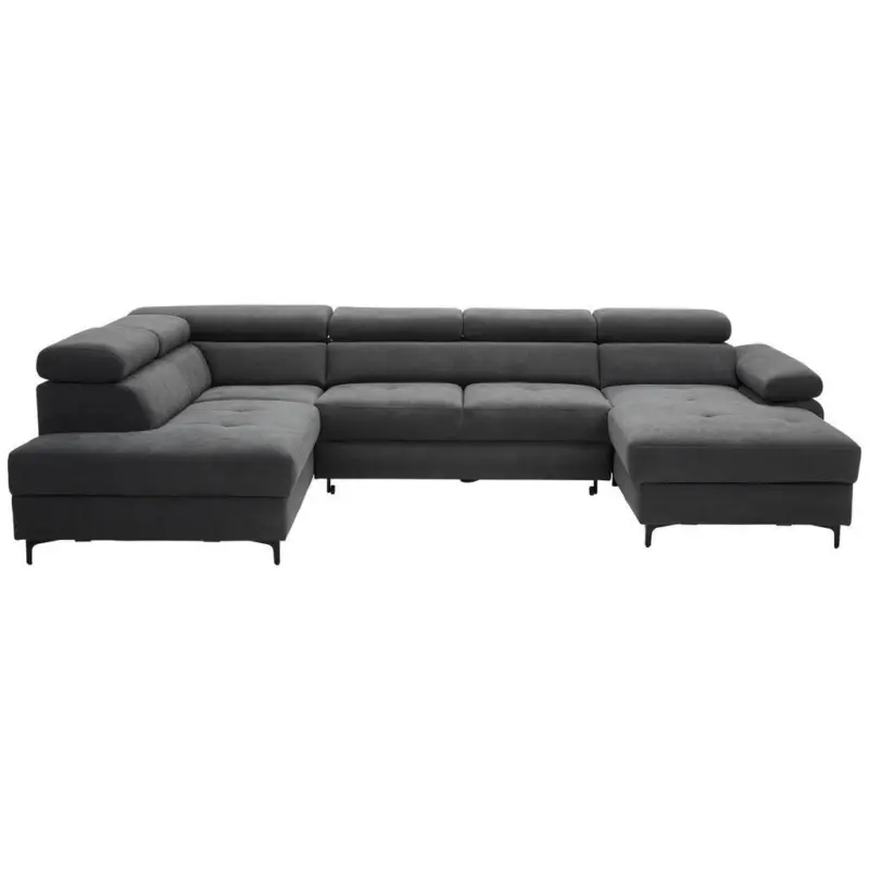 Wohnlandschaft Combo in Flachgewebe Graphitfarben