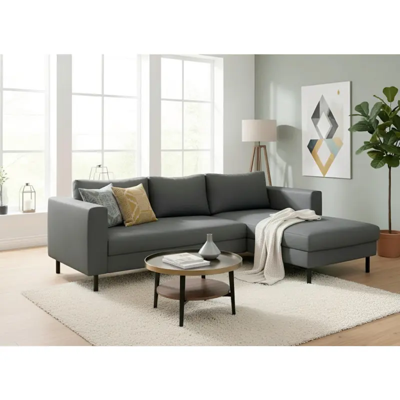 Eckschlafsofa in Cord Anthrazit