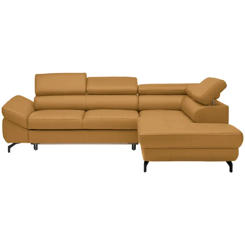 Ecksofa in Echtleder Senfgelb