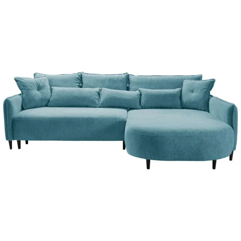 Ecksofa in Chenille Blau 285/200 cm