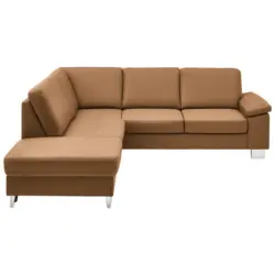 Ecksofa in Echtleder Hellbraun 235/248 cm