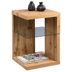 Beistelltisch in Glas, Holzwerkstoff 40/40/60 cm
