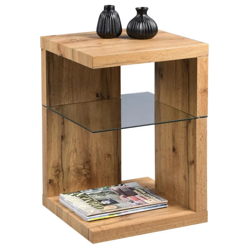 Beistelltisch in Glas, Holzwerkstoff 40/40/60 cm