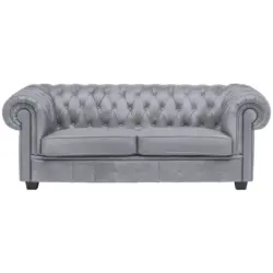 Chesterfield-Sofa in Webstoff Hellgrau