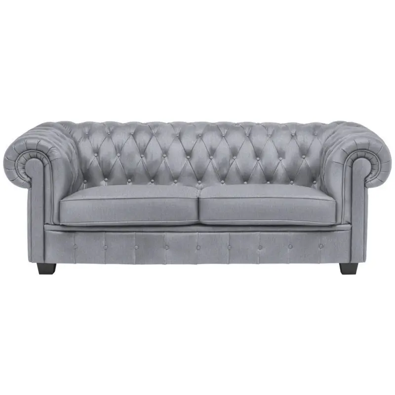 Chesterfield-Sofa in Webstoff Hellgrau
