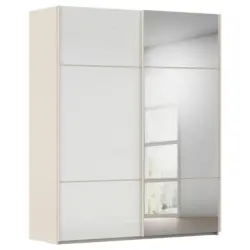 Schwebet&uuml;renschrank in Wei&szlig;, Champagner