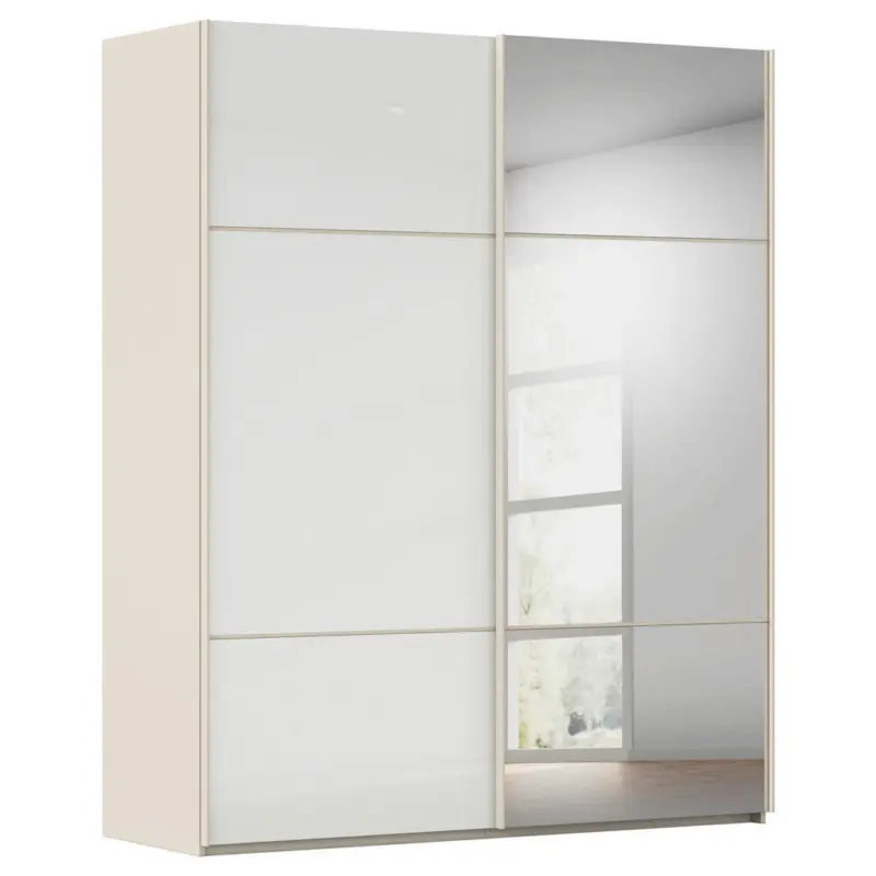 Schwebet&uuml;renschrank in Wei&szlig;, Champagner