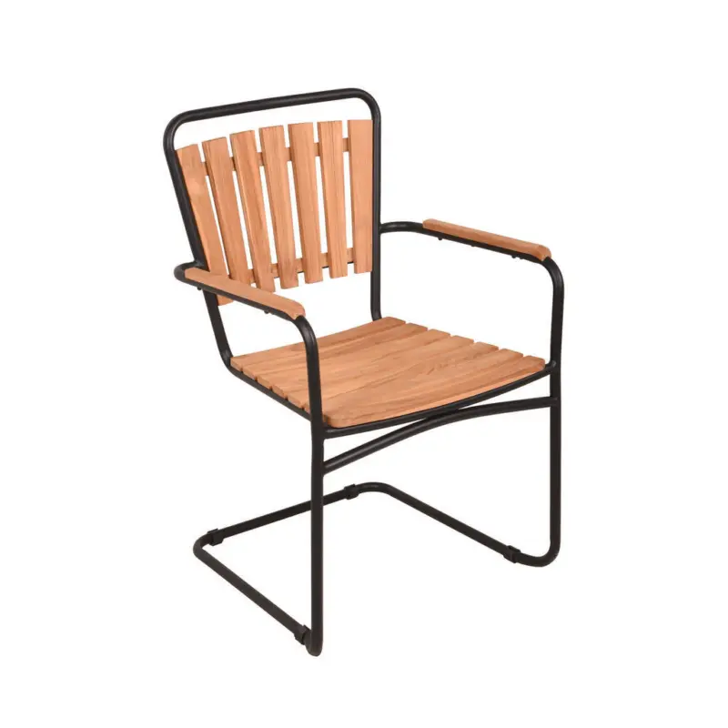 Gartenstuhl in Holz, Metall Braun, Schwarz
