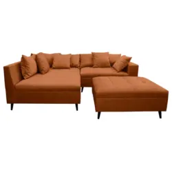 Ecksofa inkl. Hocker in Flachgewebe Rostfarben 174/247 cm