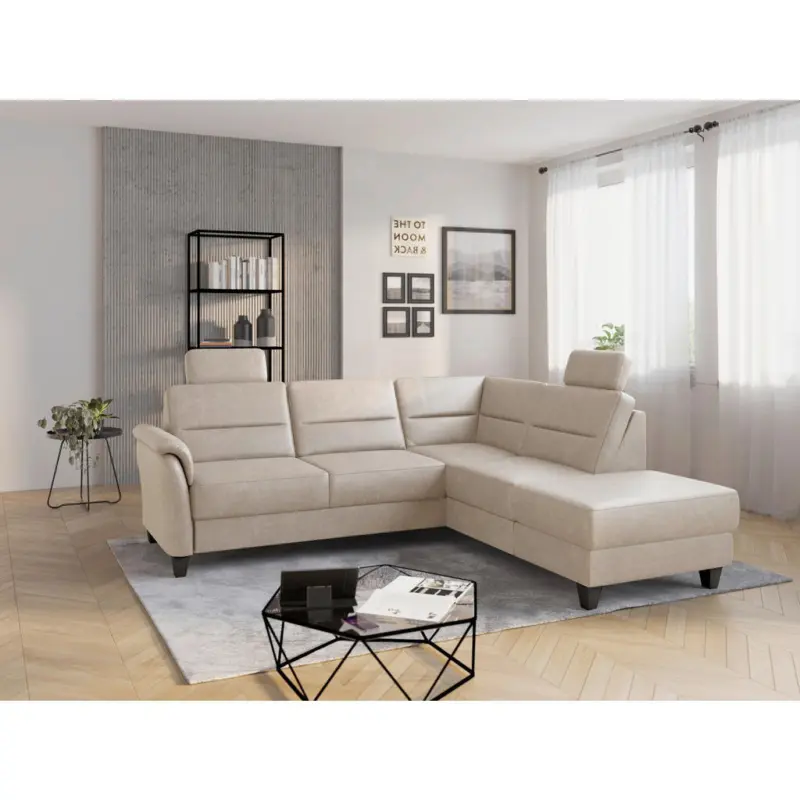 Ecksofa Palmera V in Mikrofaser Beige 236/212 cm
