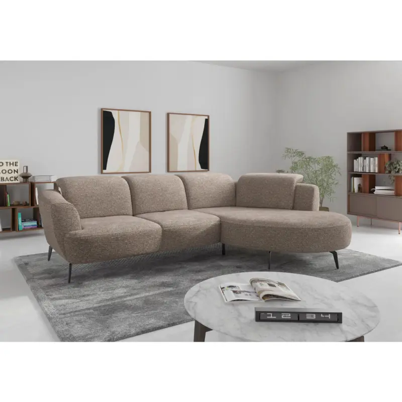 Ecksofa ZOE E in Chenille Cappuccino 309/199 cm