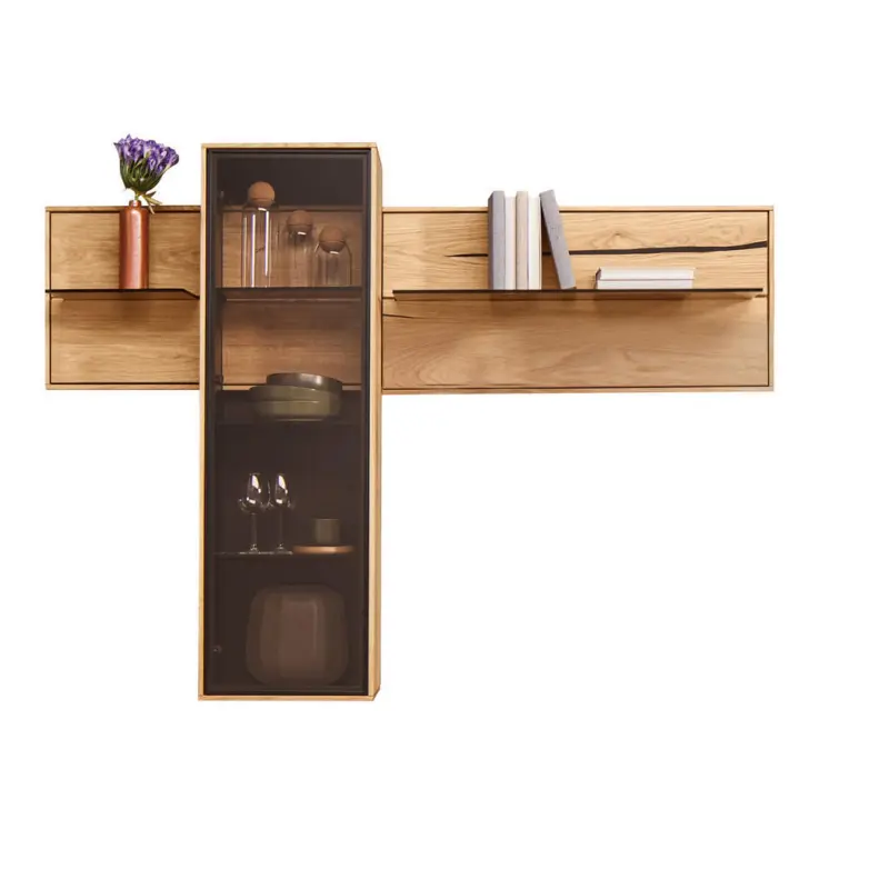 H&auml;ngevitrine in Braun, Schwarz, Eichefarben