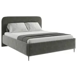 Polsterbett gepolstertes Kopfteil, Lattenrost, Bettkasten Anthrazit 160/200 cm