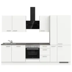 K&uuml;chenleerblock 300 cm in Grau, Wei&szlig;