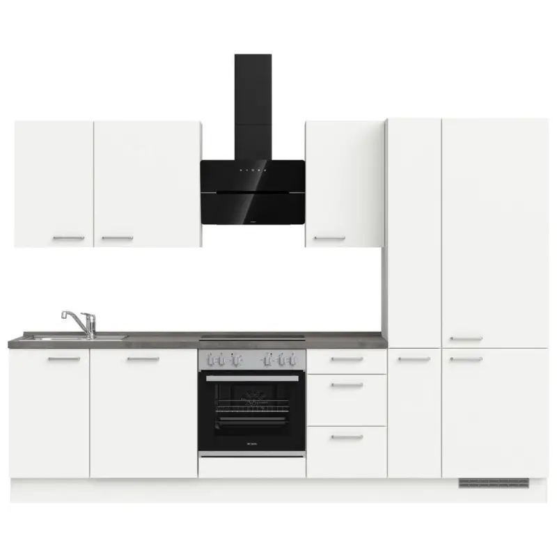 K&uuml;chenleerblock 300 cm in Grau, Wei&szlig;