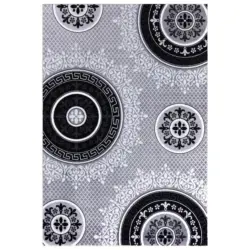 Webteppich 80/150 cm Eleysa Grau, Schwarz, Wei&szlig;