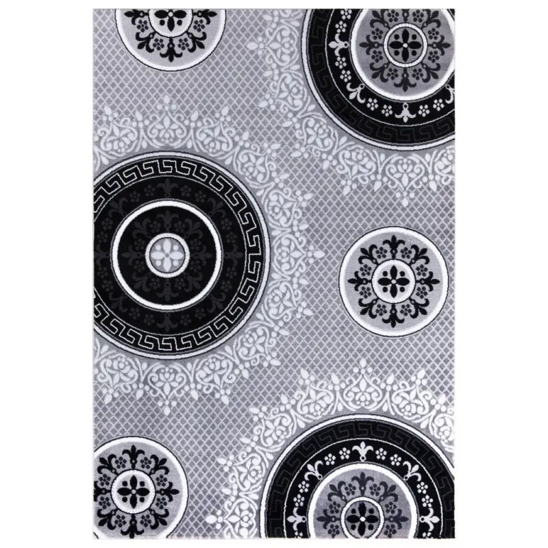 Webteppich 80/150 cm Eleysa Grau, Schwarz, Wei&szlig;