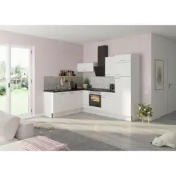 Eckk&uuml;che 200/270 cm in Wei&szlig;, Wei&szlig; Hochglanz