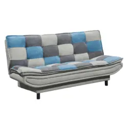 Schlafsofa in Mikrovelours Blau, Schlammfarben, Dunkelgrau