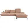 Ecksofa 289/180 cm in Webstoff Hellbraun R&uuml;cken echt, Armteilverstellung, Kopfteilverstellung, Sitztiefenverstellung 289/180 cm