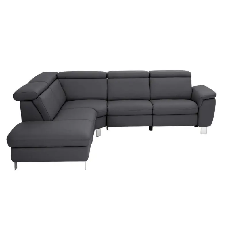 Ecksofa in Echtleder Schwarz 239/271 cm