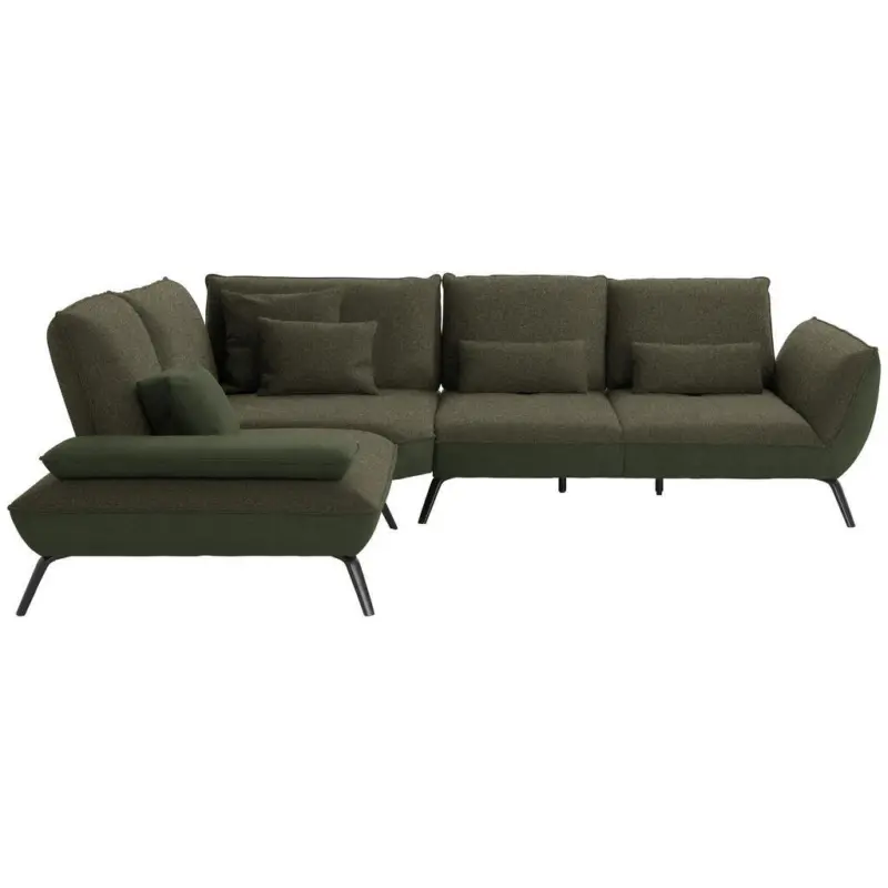 Ecksofa in Flachgewebe Dunkelgr&uuml;n 250/310 cm