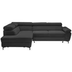 Ecksofa Combo in Flachgewebe Graphitfarben 206/266 cm