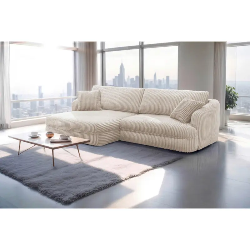 Ecksofa Lush in Cord Creme 161/284 cm