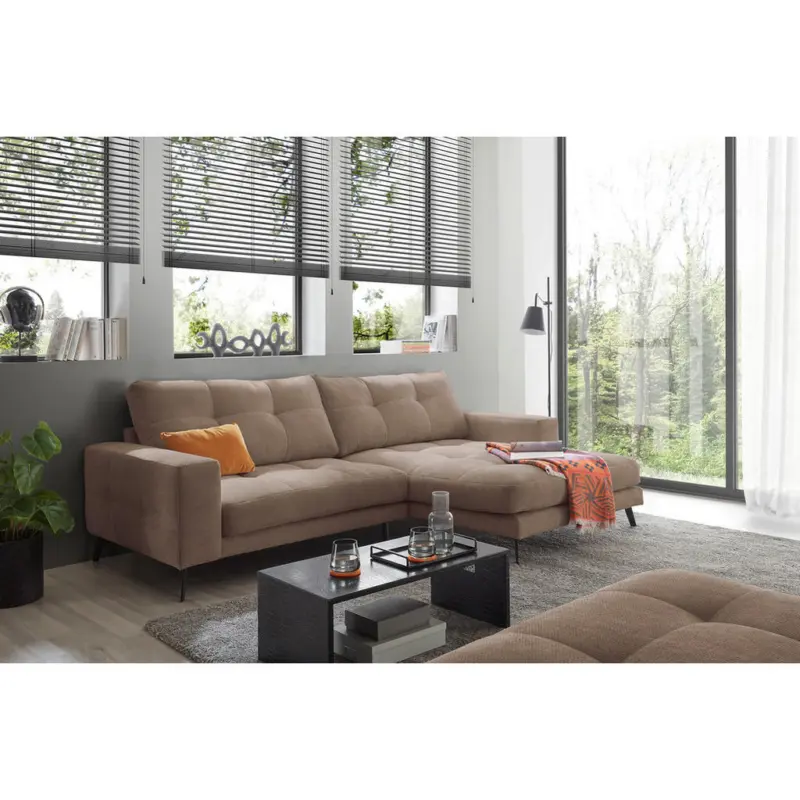 Ecksofa Rockport in Webstoff Taupe 247/171 cm