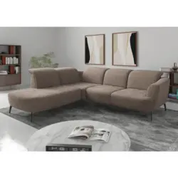Ecksofa ZOE E in Chenille Cappuccino 267/300 cm