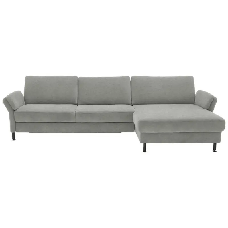 Ecksofa in Chenille, Flachgewebe Silberfarben 316/175 cm