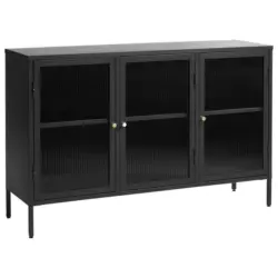 Sideboard Bronco Glass Sideboard 3 Section Bronco Glass Sideboard 3 Section Schwarz, Goldfarben 132/85/40 cm