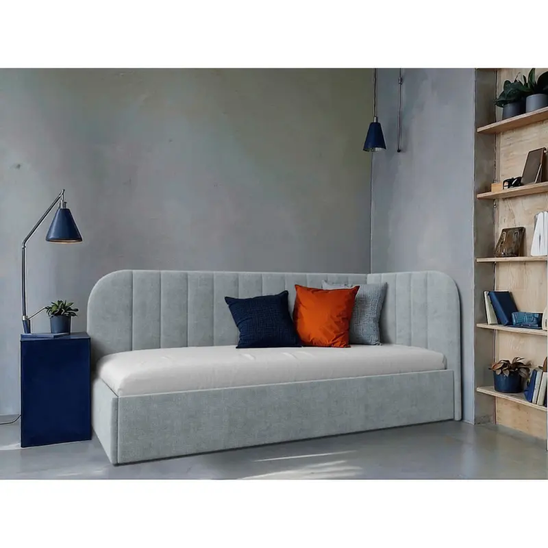 Polsterbett gepolstertes Kopfteil, Lattenrost, Bettkasten Mintt&uuml;rkis 90/200 cm